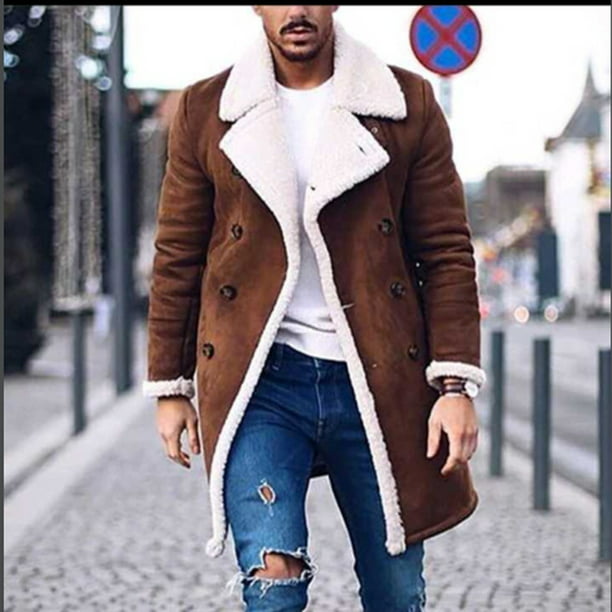 Winter Men's Long Smart Button Outwear Jacket Warm Trench Wool Overcoat Coats